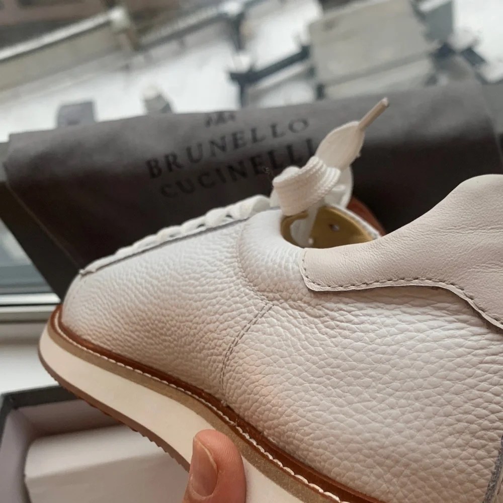Brunello Cucinelli White Leather Sneakers - Picture 6 of 9